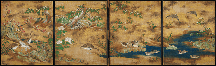 《秋冬花鳥図襖》